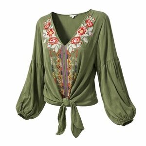 Embroidered Green Blouse